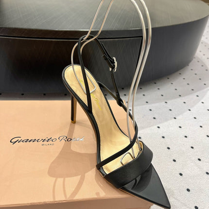 GIANVITO ROSSI 26S STRAPPY HIGH-HEEL SANDALS 110 MM IN BLACK CALFSKIN