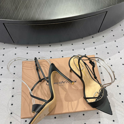GIANVITO ROSSI 26S STRAPPY HIGH-HEEL SANDALS 110 MM IN BLACK CALFSKIN