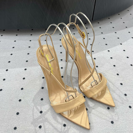 GIANVITO ROSSI 26S STRAPPY HIGH-HEEL SANDALS 110 MM IN BEIGE CALFSKIN