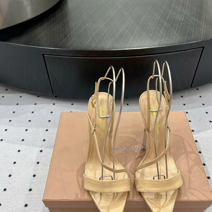 GIANVITO ROSSI 26S STRAPPY HIGH-HEEL SANDALS 110 MM IN BEIGE CALFSKIN