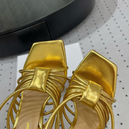 GIANVITO ROSSI 26S STRAPPY HIGH-HEEL SANDALS 110 MM IN GOLD LAMBSKIN