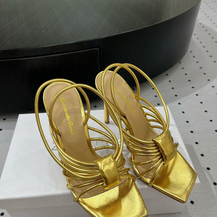 GIANVITO ROSSI 26S STRAPPY HIGH-HEEL SANDALS 110 MM IN GOLD LAMBSKIN