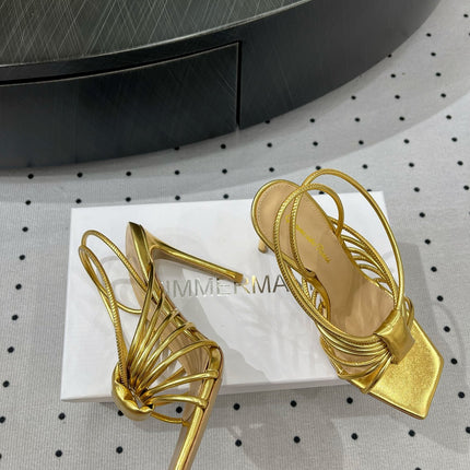 GIANVITO ROSSI 26S STRAPPY HIGH-HEEL SANDALS 110 MM IN GOLD LAMBSKIN