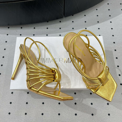GIANVITO ROSSI 26S STRAPPY HIGH-HEEL SANDALS 110 MM IN GOLD LAMBSKIN