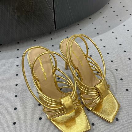 GIANVITO ROSSI 26S STRAPPY HIGH-HEEL SANDALS 110 MM IN GOLD LAMBSKIN