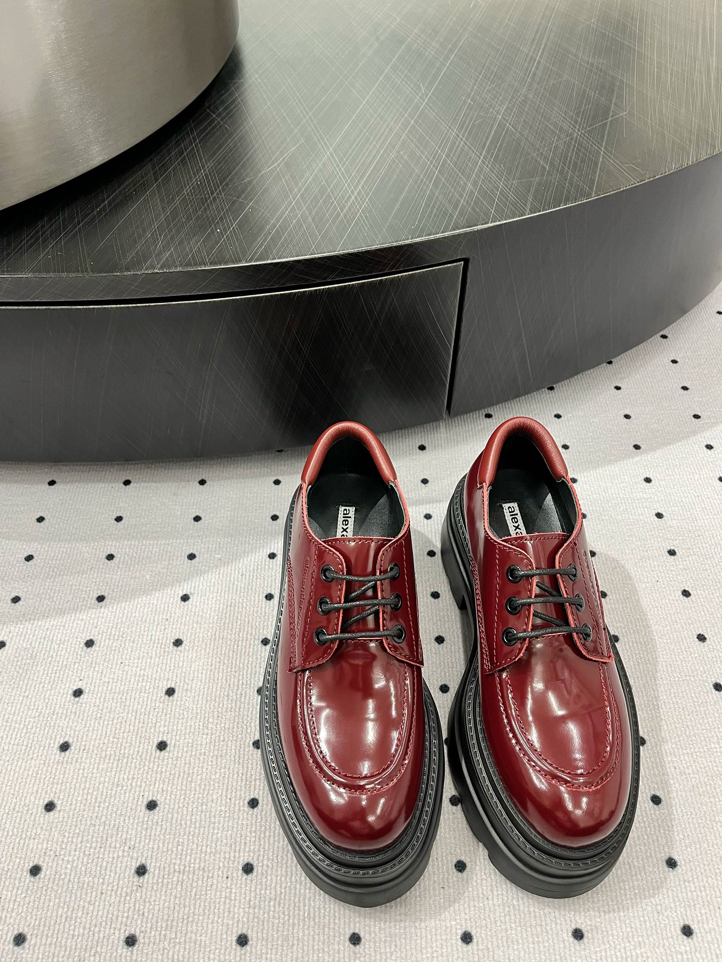 OXFORD SHOES 55 MM IN BURGUNDY RED CALFSKIN