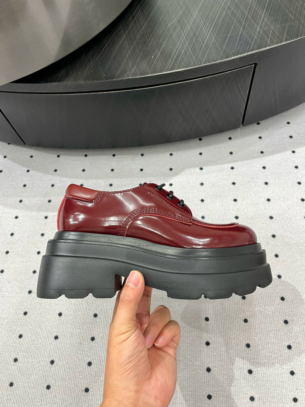 OXFORD SHOES 55 MM IN BURGUNDY RED CALFSKIN