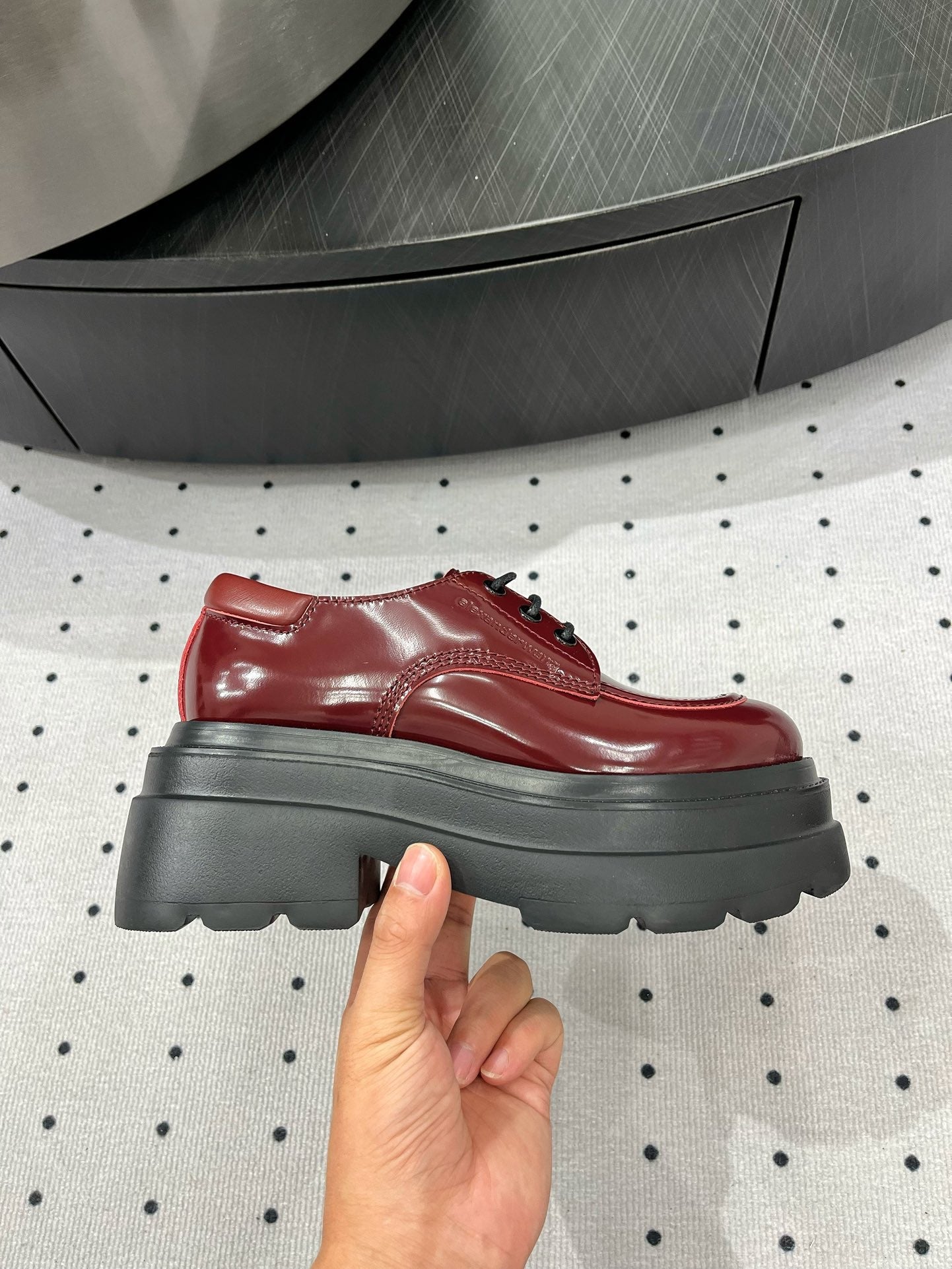 OXFORD SHOES 55 MM IN BURGUNDY RED CALFSKIN