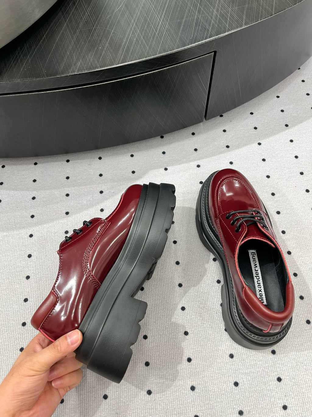 OXFORD SHOES 55 MM IN BURGUNDY RED CALFSKIN