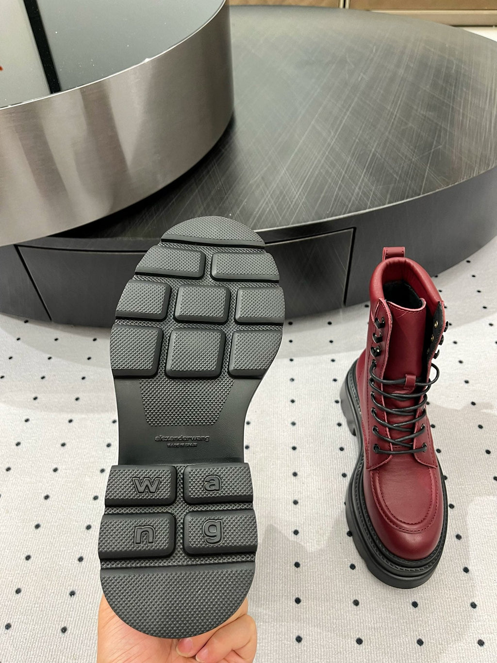 ANKLE BOOTS 55 MM IN BURGUNDY RED CALFSKIN