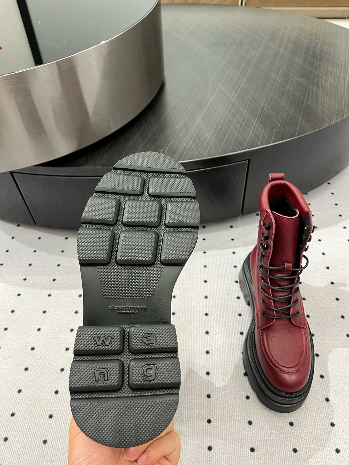 ANKLE BOOTS 55 MM IN BURGUNDY RED CALFSKIN