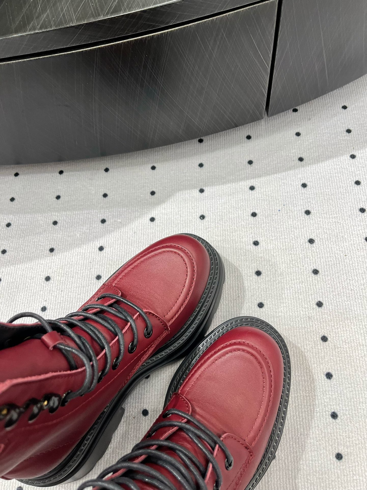 ANKLE BOOTS 55 MM IN BURGUNDY RED CALFSKIN