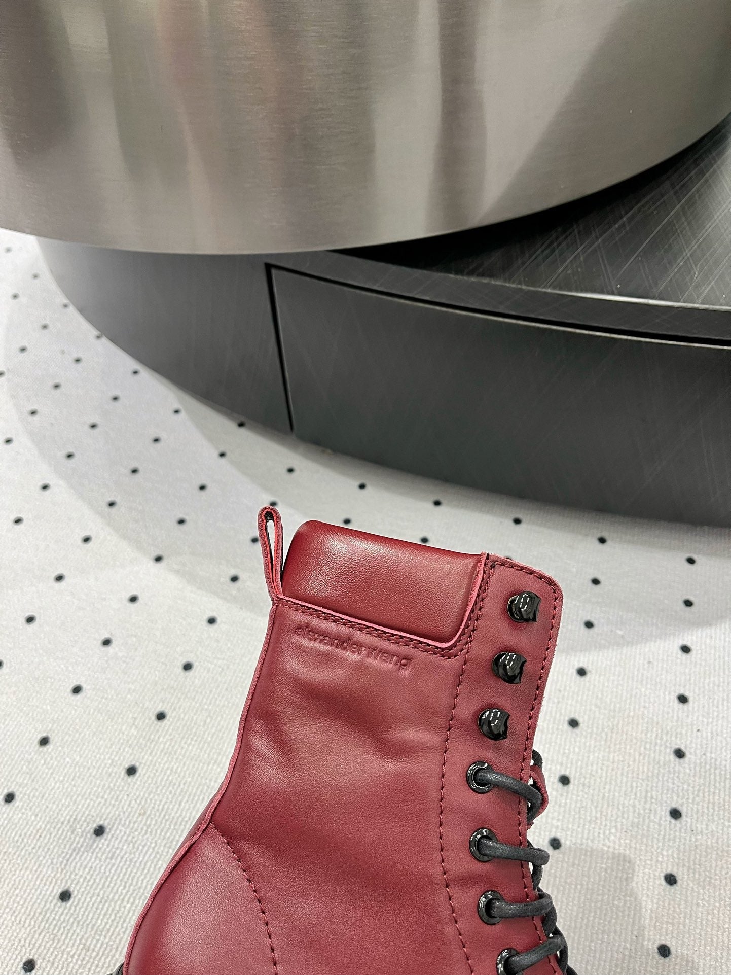 ANKLE BOOTS 55 MM IN BURGUNDY RED CALFSKIN