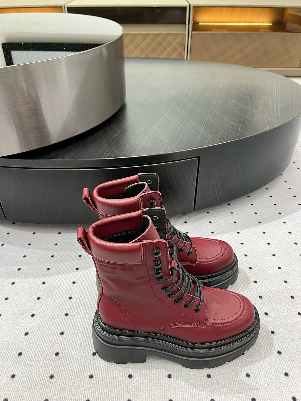 ANKLE BOOTS 55 MM IN BURGUNDY RED CALFSKIN