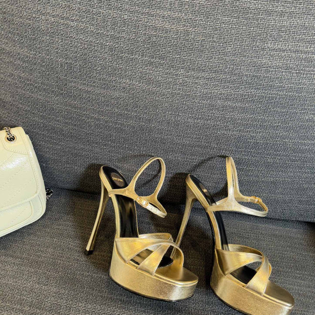 DEBBIE PLATFORM SANDALS IN GOLD METALLIC SMOOTH LAMBSKIN