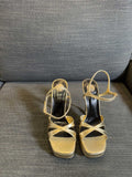 YSL 26S CROSS-STRAP SANDALS 150 MM IN GOLD CALFSKIN