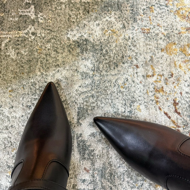 HM 26S POINTED-TOE ANKLE BOOTS 35 MM IN BLACK CALFSKIN