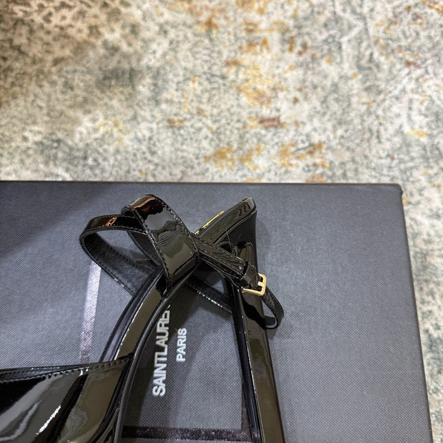 YSL 26S HIGH-HEEL SANDALS 130 MM IN BLACK GLOSSY CALFSKIN