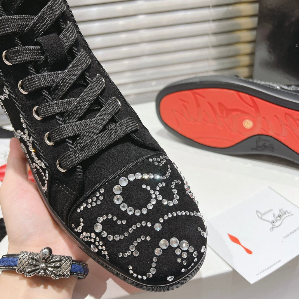 OCTOLOUIS STRASS STUDDED HIGH-TOP SNEAKERS IN BLACK VELVET