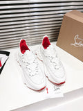 LOUBI CHUNKY SNEAKERS IN WHITE AND RED MESH AND CALFSKIN