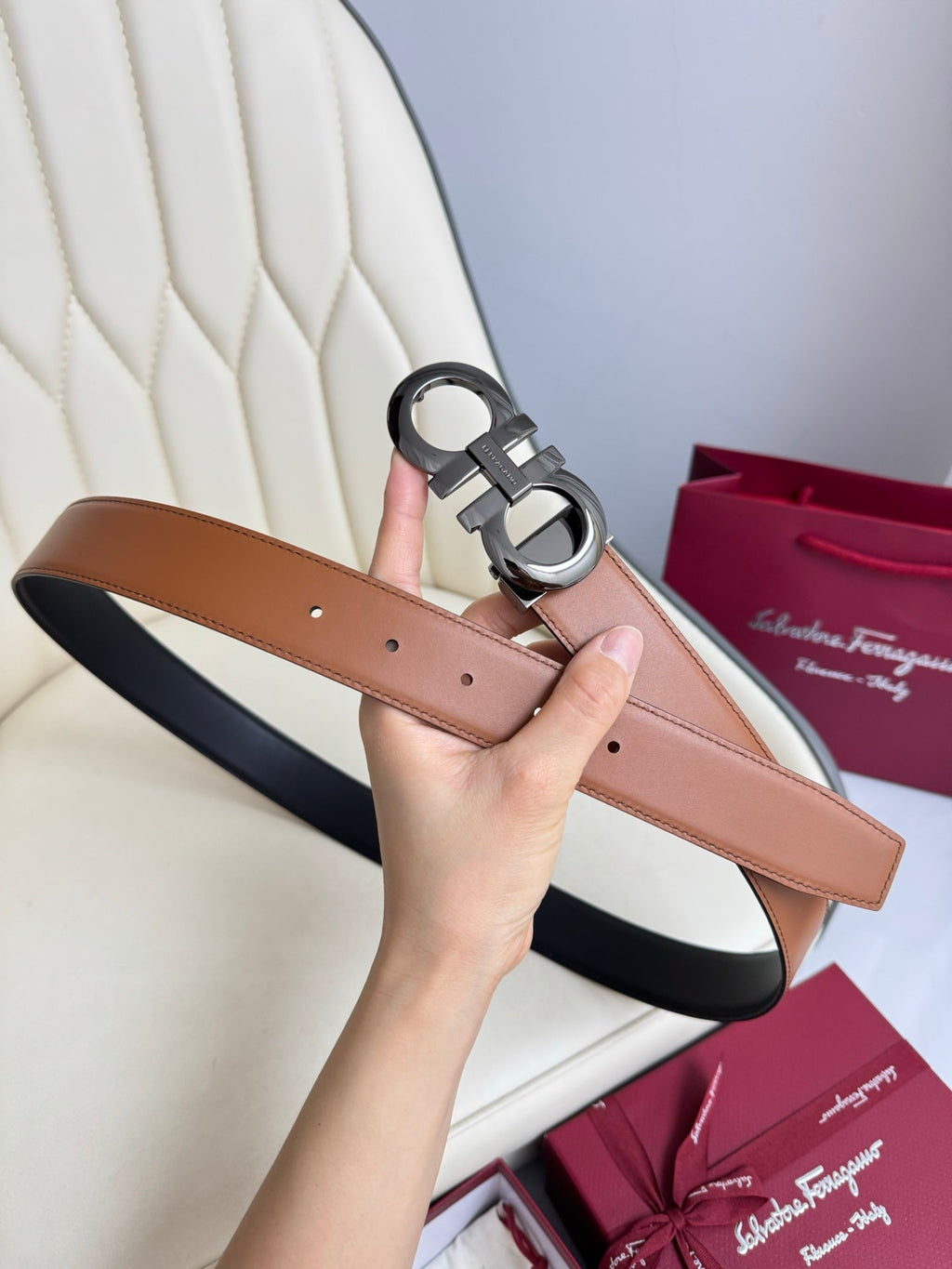 BELT 35MM IN BROWN CALFSKIN 621655