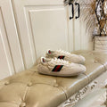 GUCCI 26S SNEAKER IN CREAM WHITE SUEDE CRYSTAL EMBELLISHED