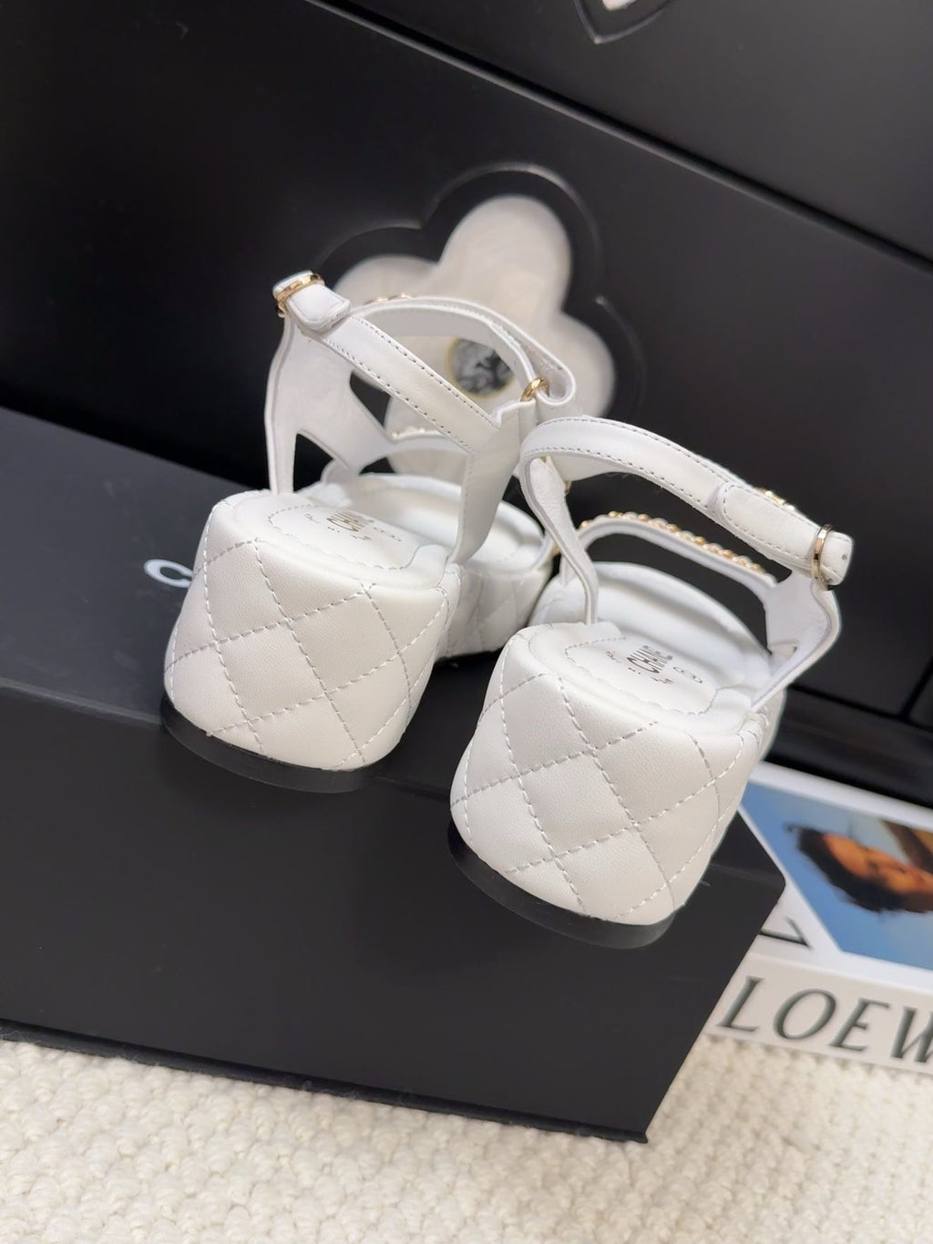 THICK-SOLED SANDALS 55 MM IN WHITE CALFSKIN