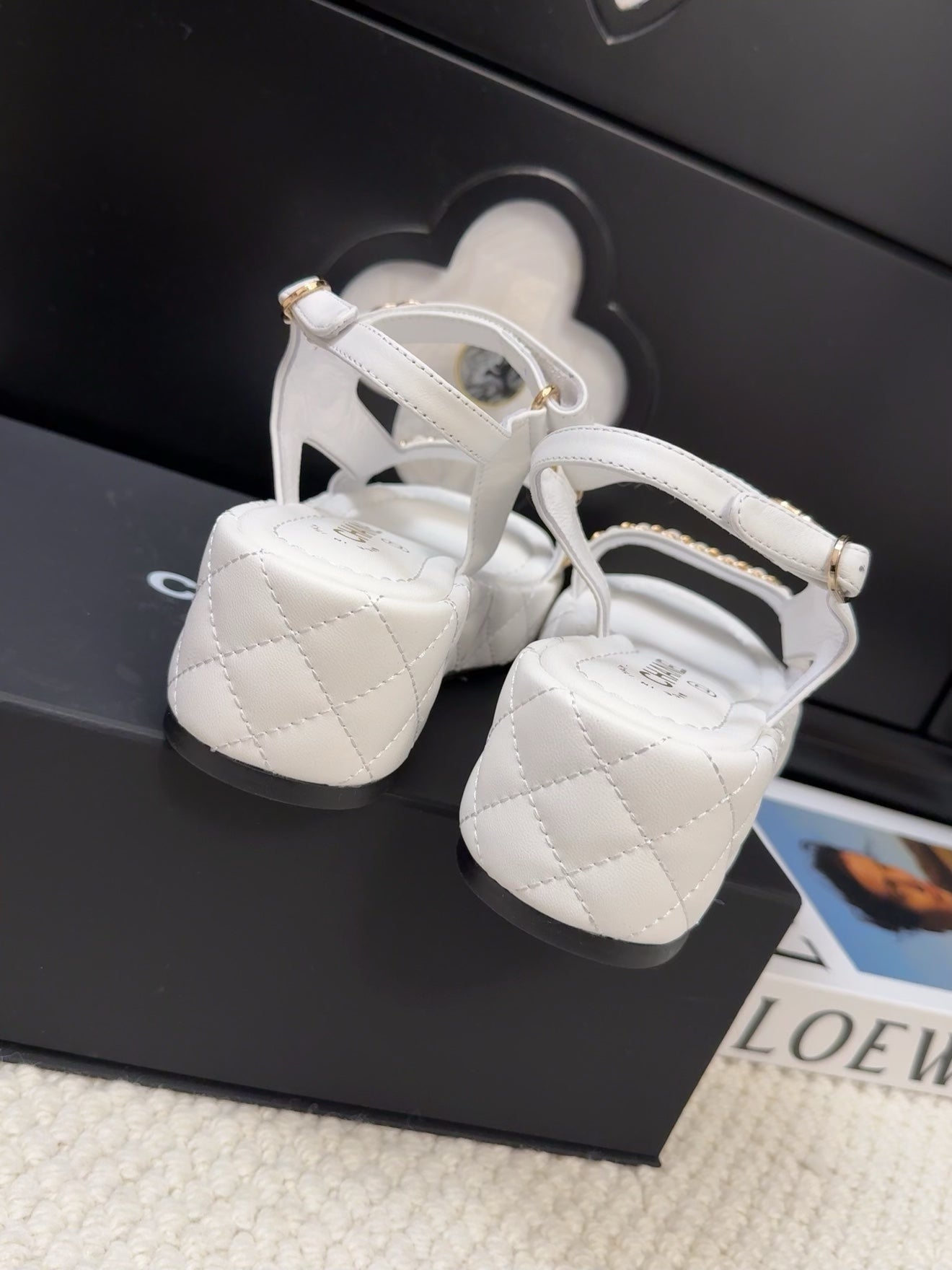 THICK-SOLED SANDALS 55 MM IN WHITE CALFSKIN