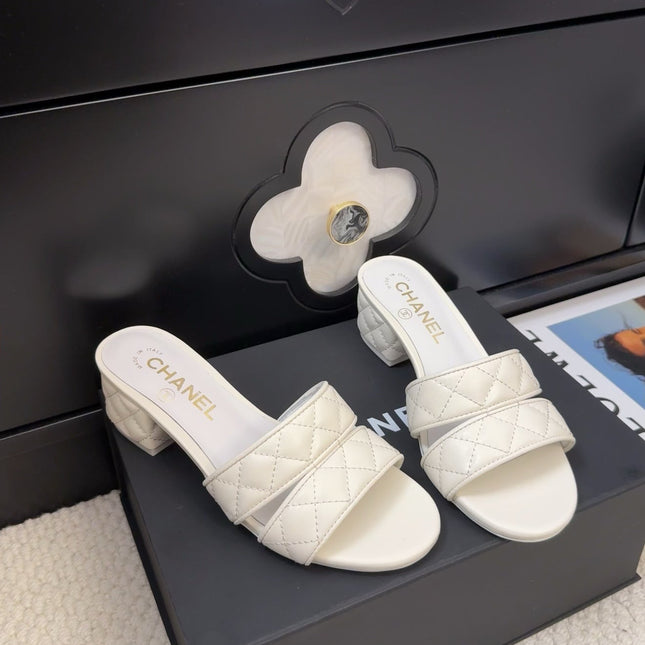 CC 25C Mule Sandal 45mm Open Heel White Lambskin 233495