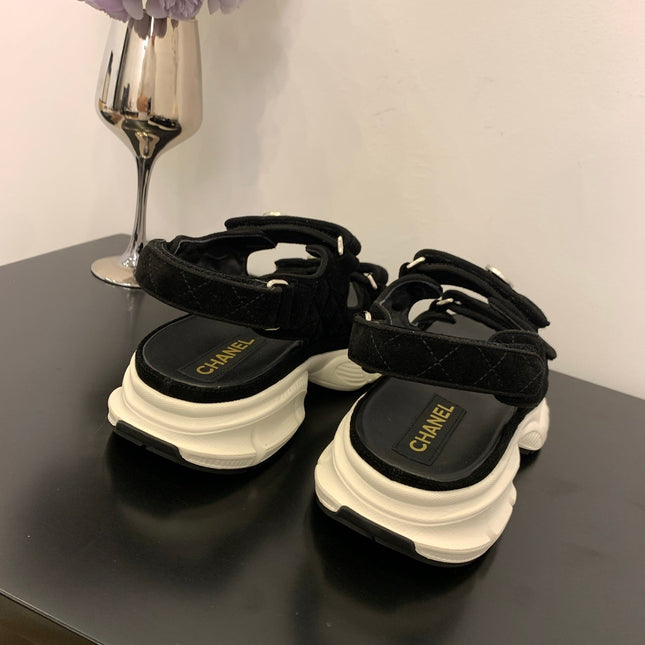 SANDAL 25S IN BLACK SUEDE FABRIC