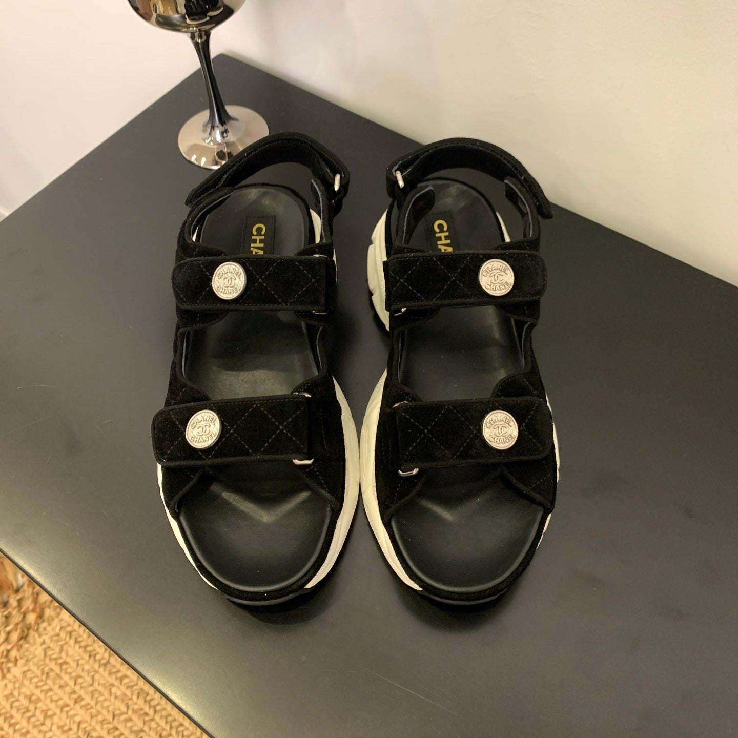 SANDAL 25S IN BLACK SUEDE FABRIC
