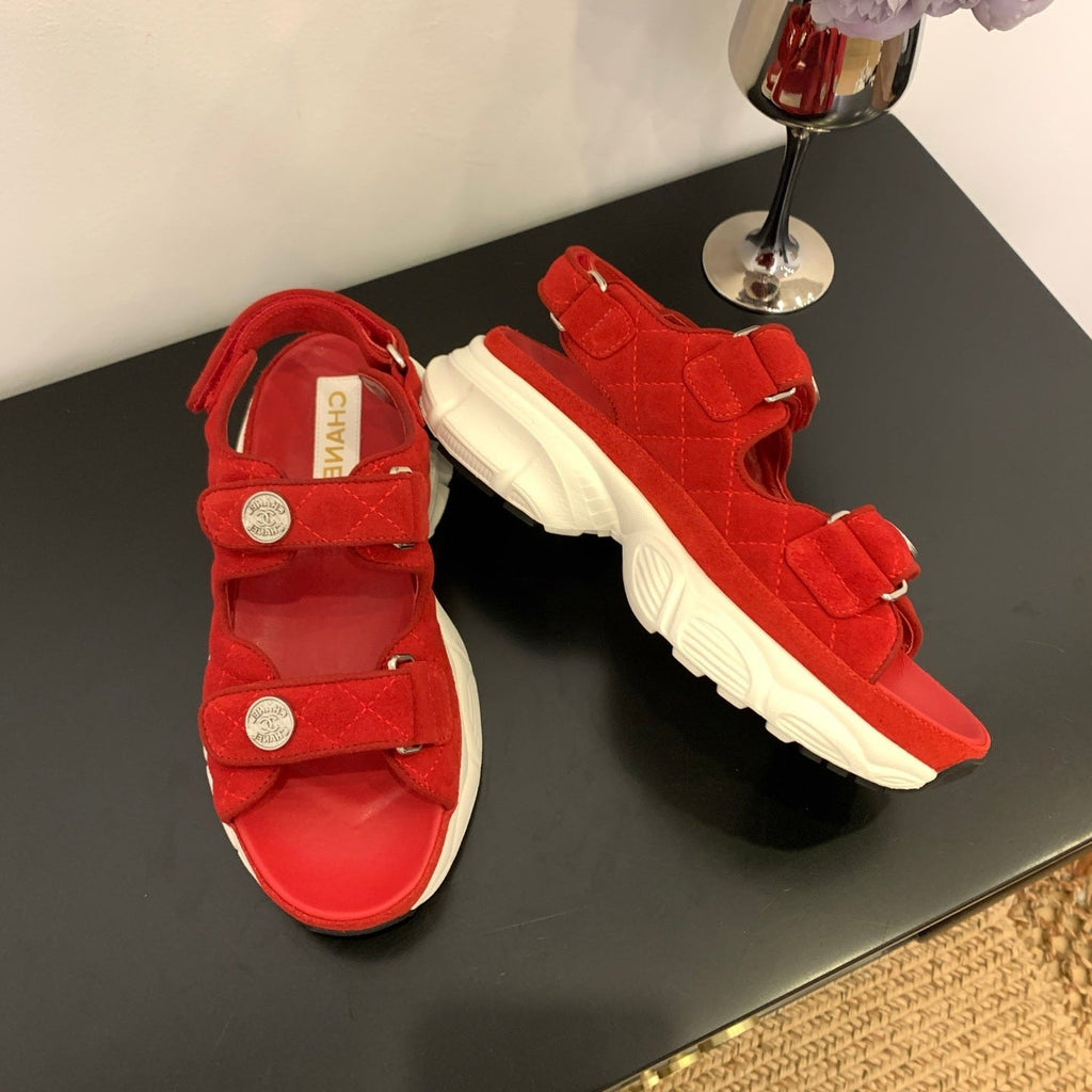 SANDAL 25S IN RED SUEDE FABRIC