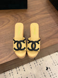 CHANEL 26S WEDGE SANDALS 95 MM IN PASTEL YELLOW CALFSKIN