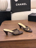 CHANEL 26S HIGH HEELS SANDALS 60 MM IN DARK BROWN WOVEN LAMBSKIN