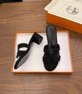 HM 26S OASIS SANDAL IN BLACK SUEDE WITH CRYSTALS