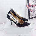 DIOR 26S KITTEN-HEEL PUMP 95MM IN BLACK FABRIC WITH BOW