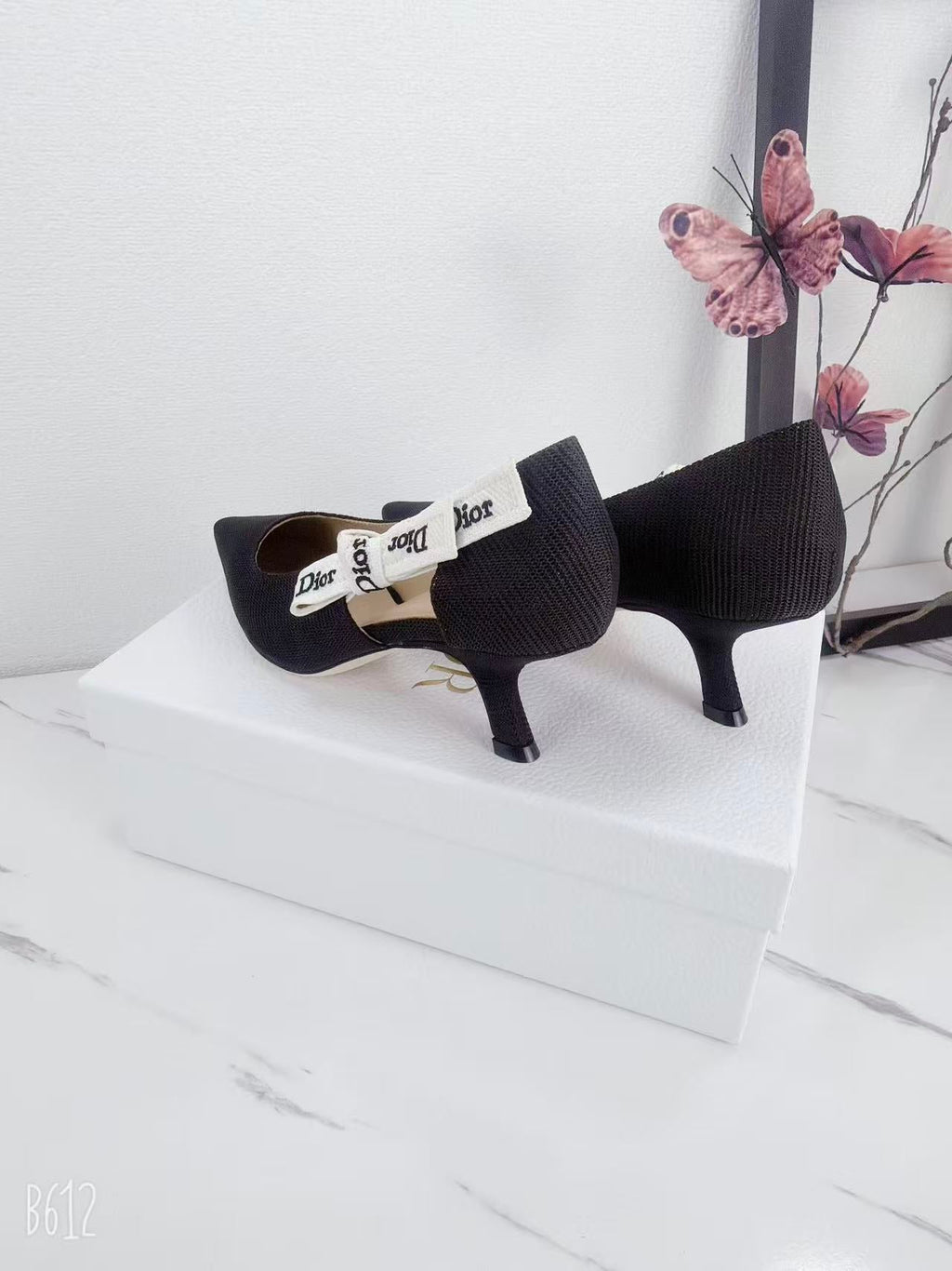 DIOR 26S KITTEN-HEEL PUMP 65MM IN BLACK FABRIC WITH BOW