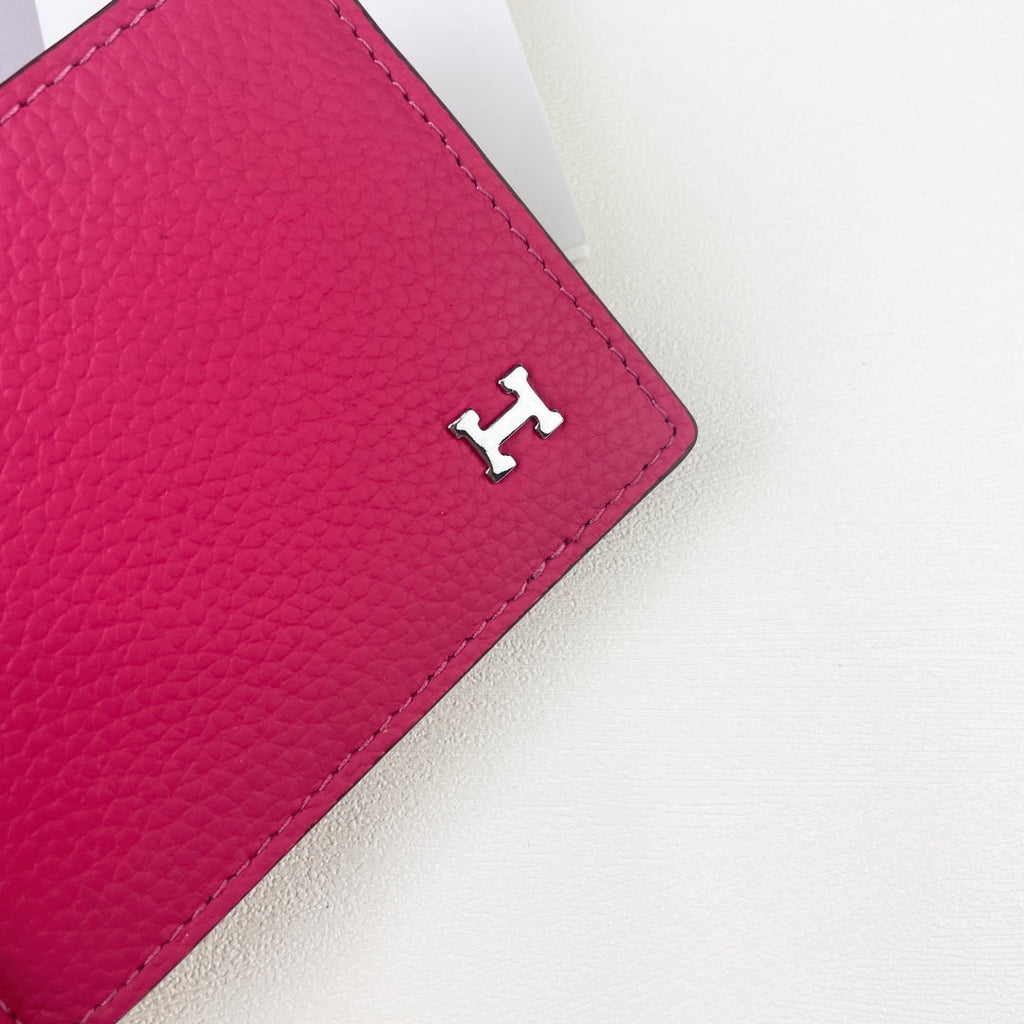 HM SILK’IN DOLLAR WALLET 11 RED PINK GRAINED CALFSKIN