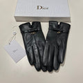 GLOVES ATTACHED BOW IN BLACK LAMBSKIN 992746