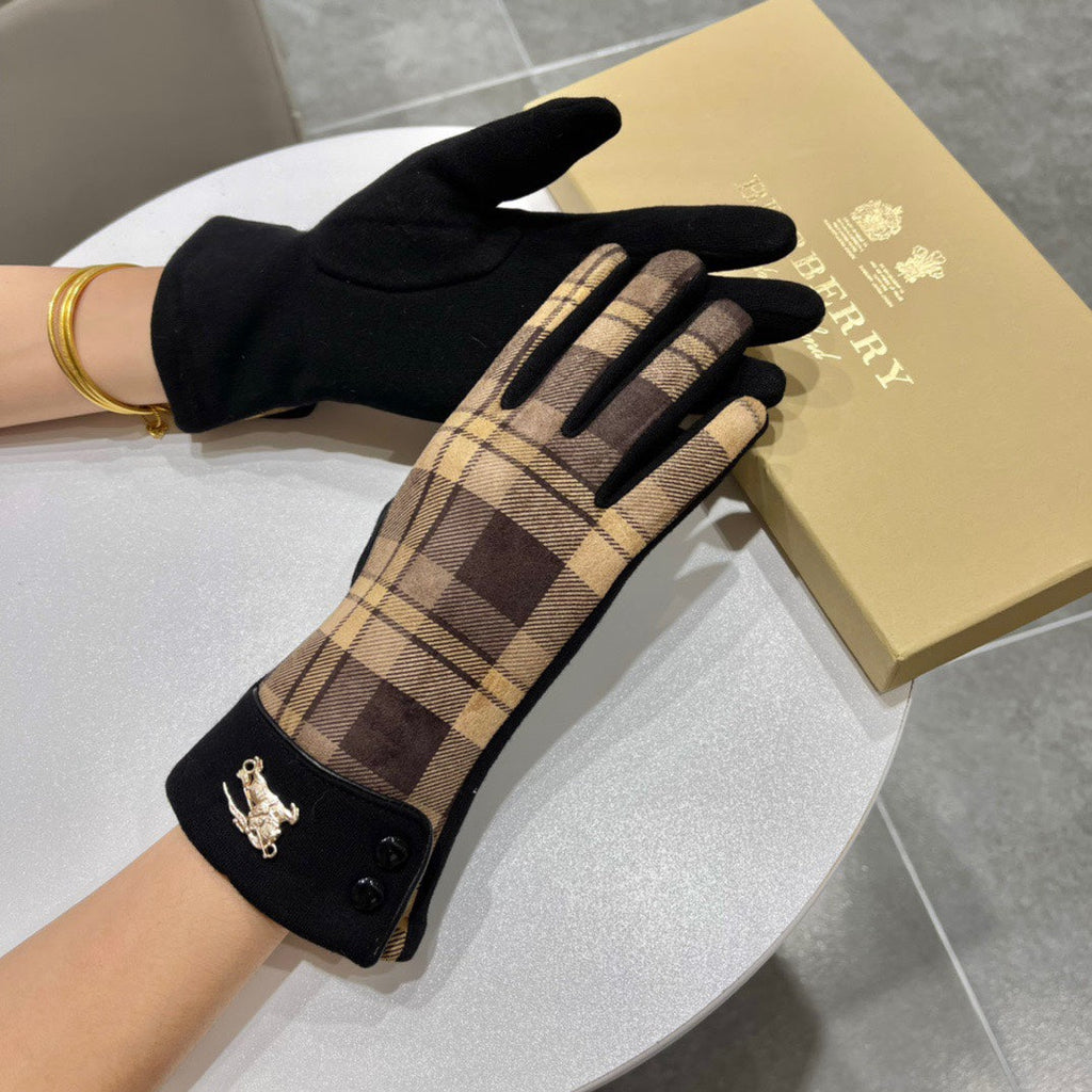 GLOVES IN BROWN AND BLACK WOOL 183680