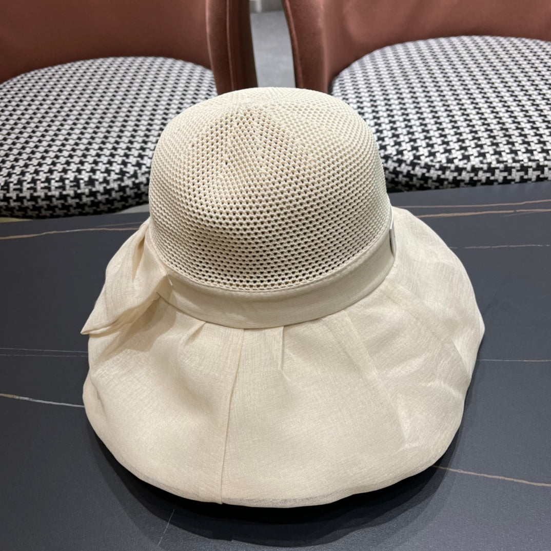 CELINE 26S MESH CROWN RUFFLE-BRIM SUN HAT STYLE 133