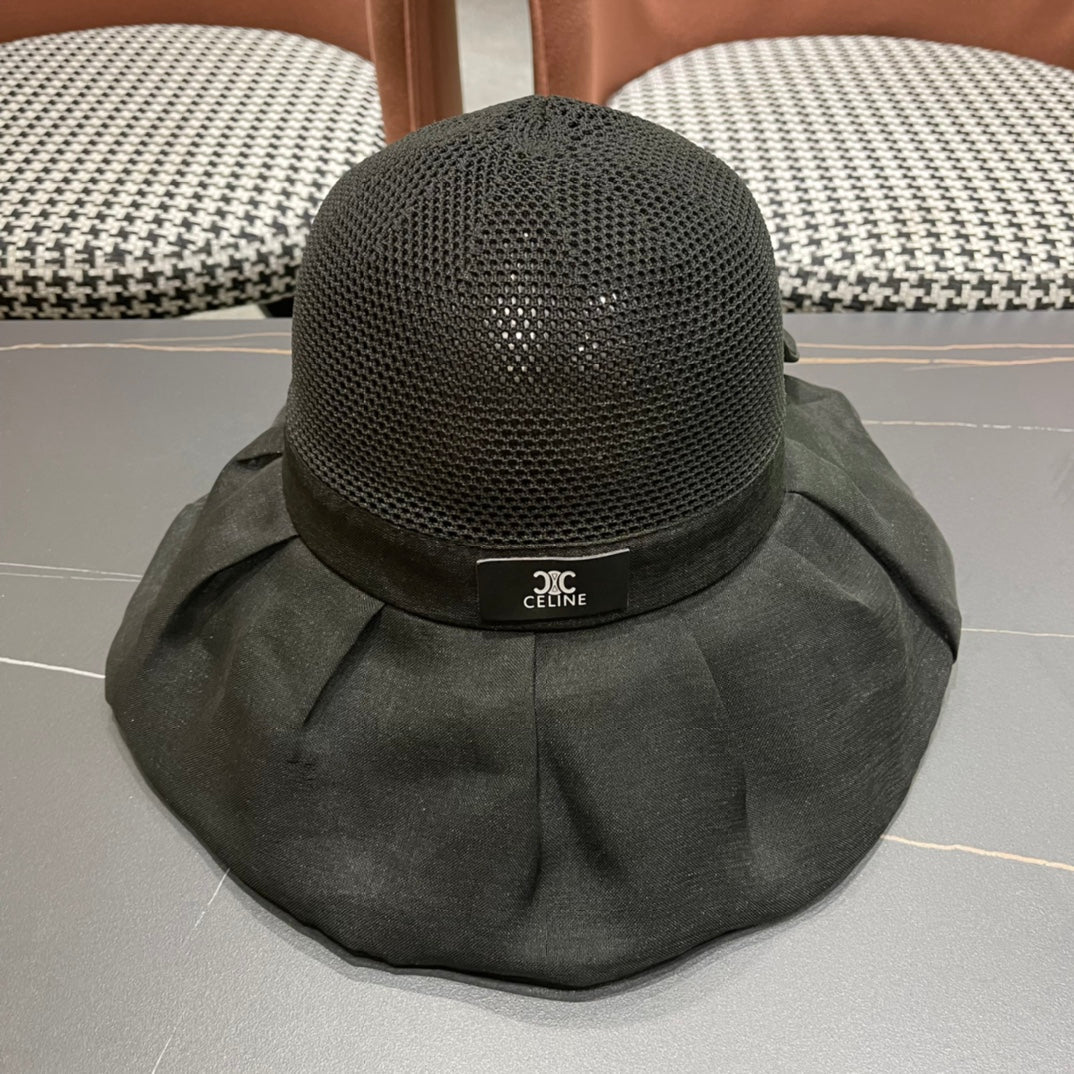 CELINE 26S MESH CROWN RUFFLE-BRIM SUN HAT STYLE 134