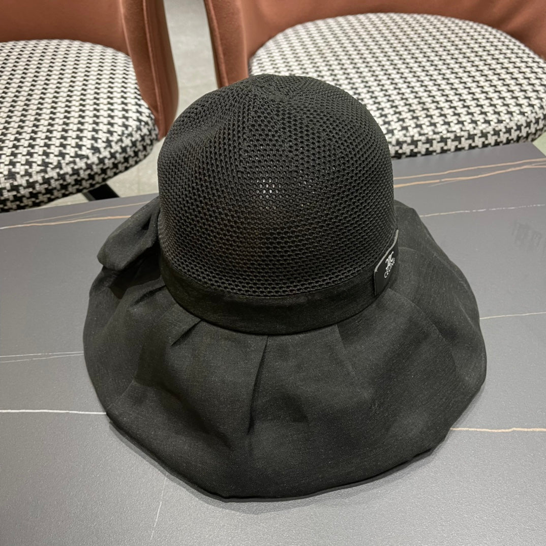 CELINE 26S MESH CROWN RUFFLE-BRIM SUN HAT STYLE 134