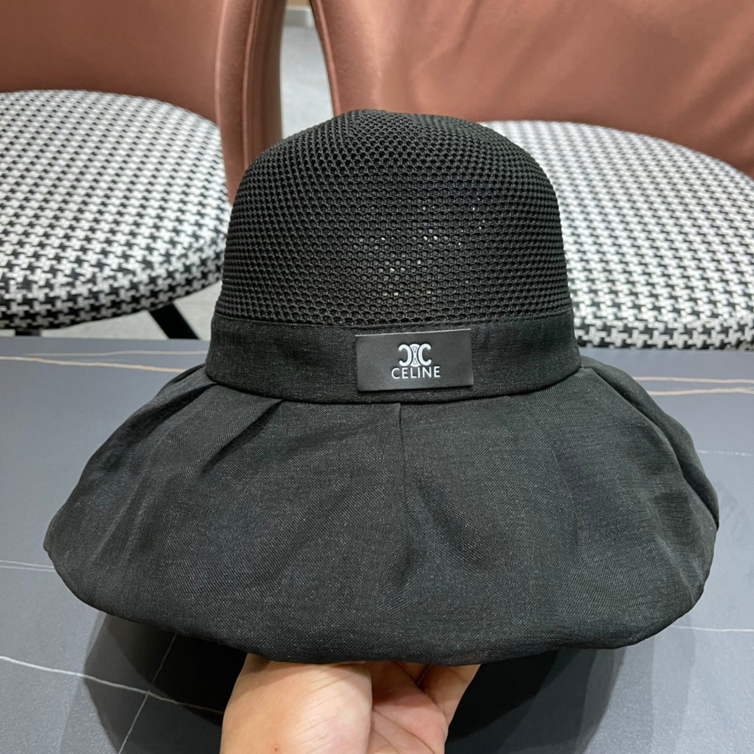 CELINE 26S MESH CROWN RUFFLE-BRIM SUN HAT STYLE 134
