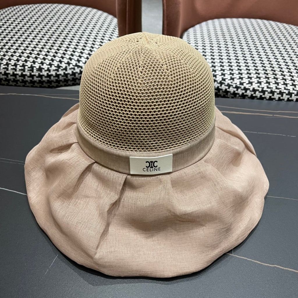 CELINE 26S MESH CROWN RUFFLE-BRIM SUN HAT STYLE 135