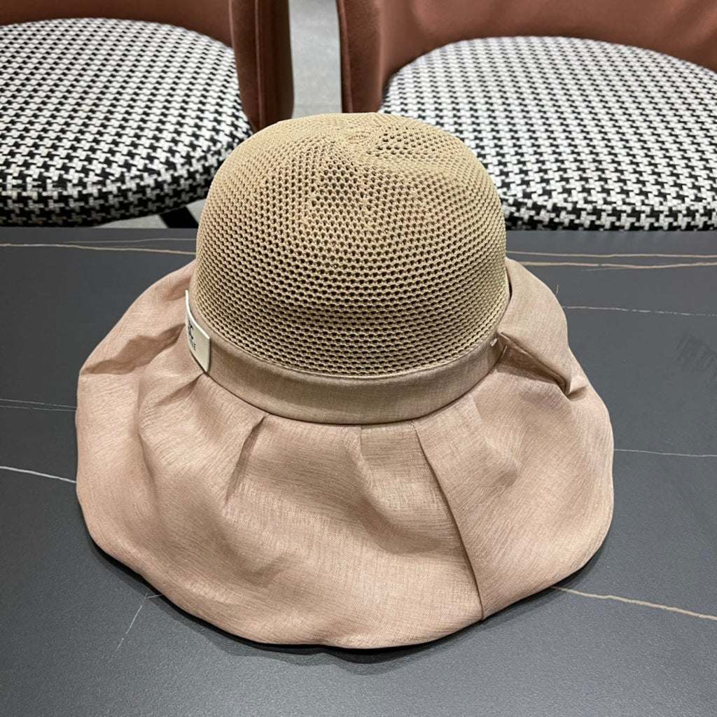CELINE 26S MESH CROWN RUFFLE-BRIM SUN HAT STYLE 135