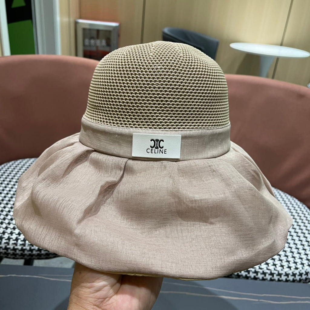 CELINE 26S MESH CROWN RUFFLE-BRIM SUN HAT STYLE 135