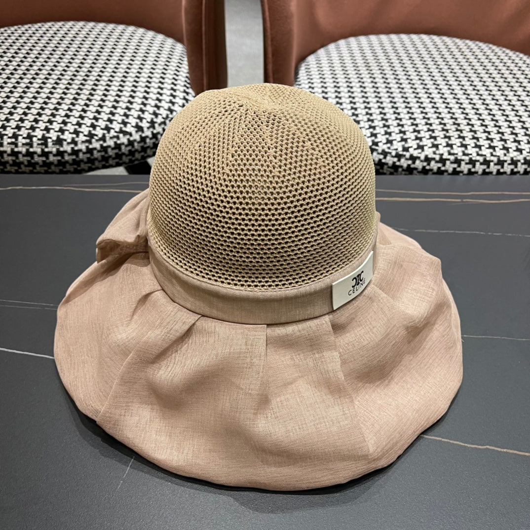 CELINE 26S MESH CROWN RUFFLE-BRIM SUN HAT STYLE 135