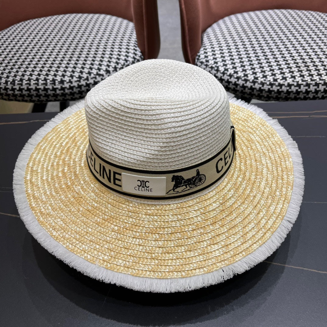CELINE 26S WIDE-BRIM STRAW SUN HAT STYLE 136