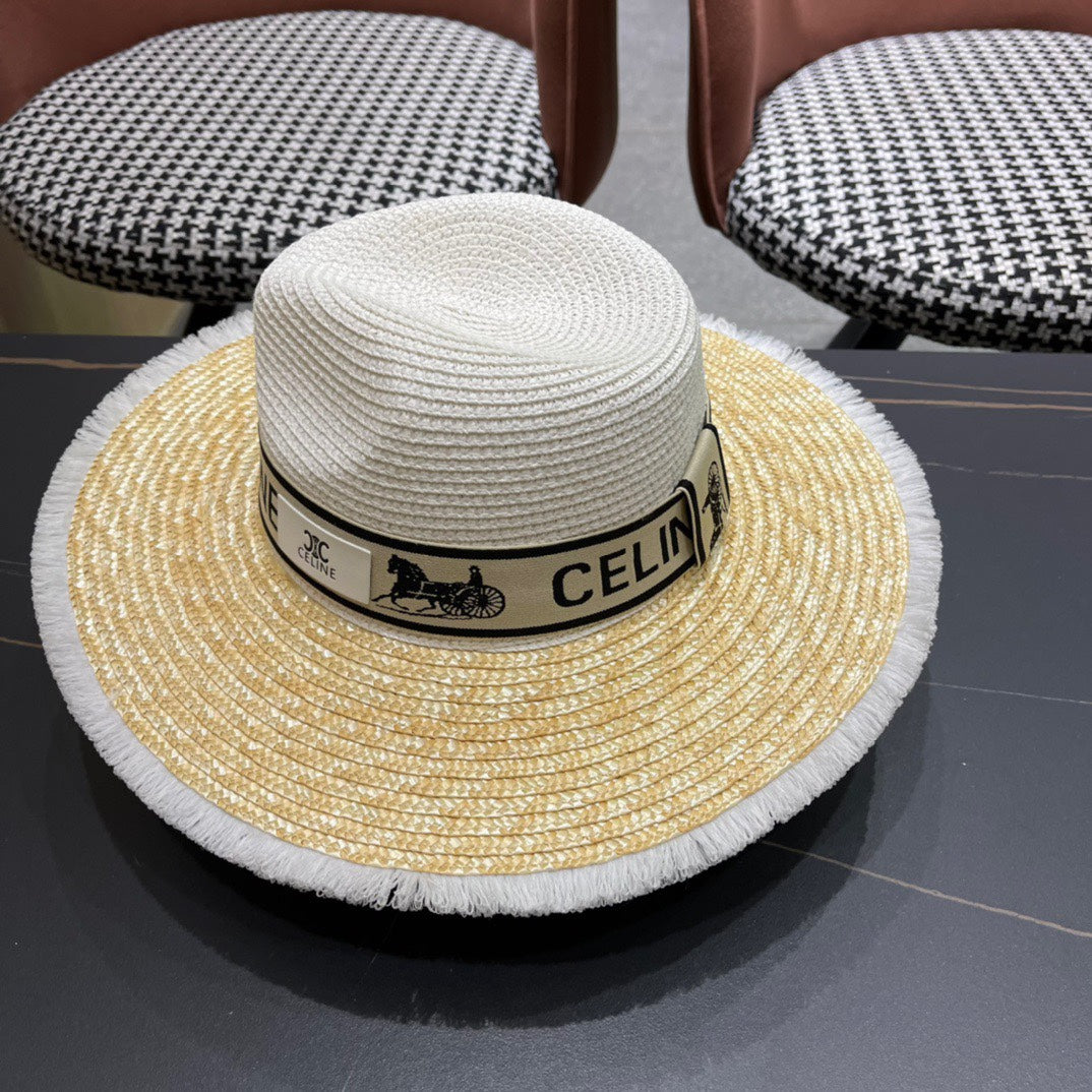 CELINE 26S WIDE-BRIM STRAW SUN HAT STYLE 136